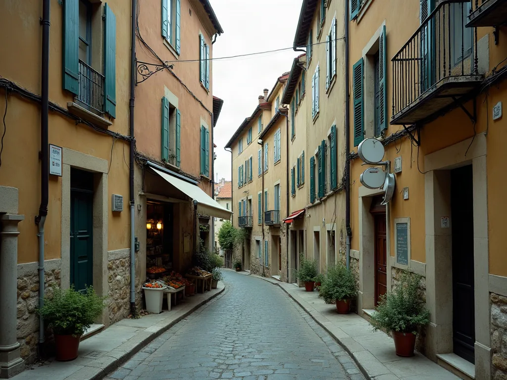 Ruelle ancienne d'un quartier historique dégradé à Perpignan